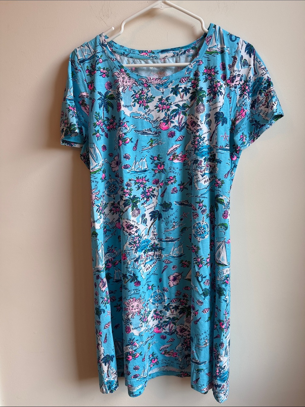 Lilly Pulitzer Women’s Blue Tropical Print Tee Dress